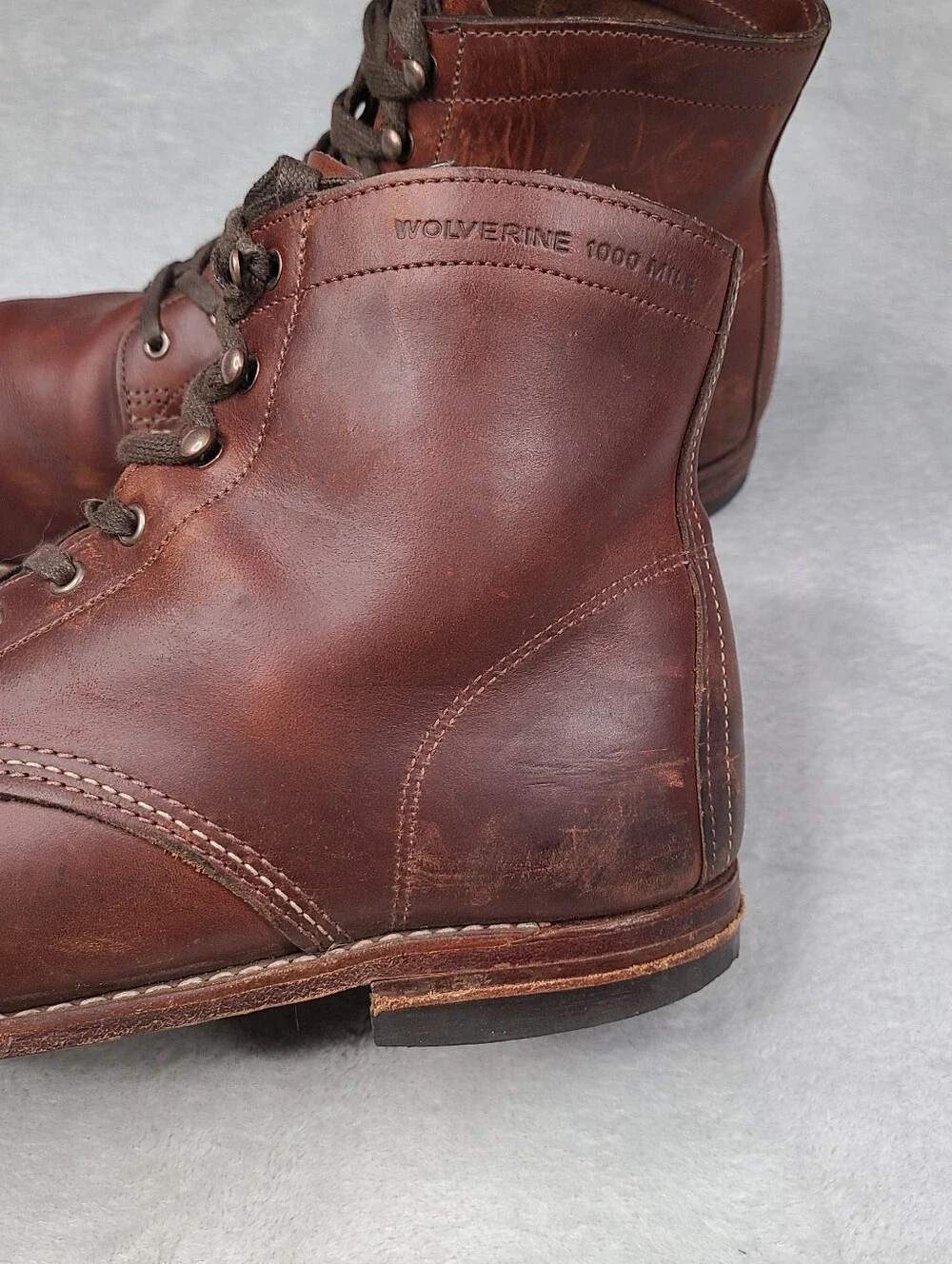 Wolverine 1000 Mile Plain Toe boots USA Made Amber Brown Men's 13 D